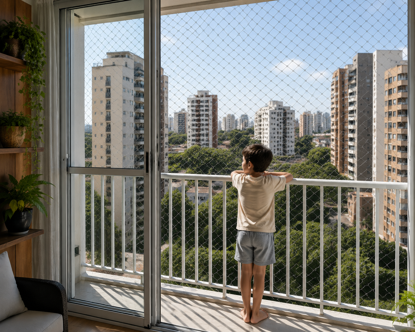 Red de protección para balcón con niño - Asunción Paraguay